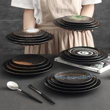 Prato de cerâmica retrô redondo, utensílios para cozinha e restaurante, prato para sushi, jantar, 1 peça 2024 - compre barato