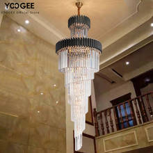 Modern Luxury Stair Chandelier High Quality Crystal Living Room Home Decor Black/Gold LED Large Hang Lamp Indoor Light Fixture 2024 - buy cheap