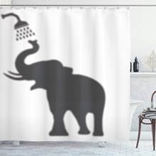 Занавеска для душа с изображением слона, принятия душа, ванны, теней, Забавный художественный принт, юмористический дизайн, набор декора для ванной 2024 - купить недорого
