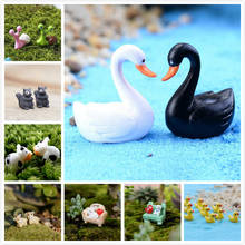 2PCS/Set Mini Goose Model Miniature Animal Swan Figurine Ornament Swan Figurine Statue Fairy Garden Ornaments Crafts Home Decor 2024 - buy cheap