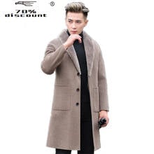 200% Wool Coat Autumn Winter Jacket Men Lamb Fur Collar Double-faced Woolen Coats Duck Down Liner Windbreaker MY2292 2024 - buy cheap