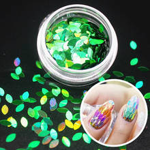 Juego de purpurina en forma de hoja verde para uñas, pigmento láser brillante para manicura, decoración de uñas, 1 unidad 2024 - compra barato