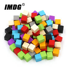100pcs/set Wood Cubes Blocks Blank Dice DIY Tokens New Products 10mm Square Corner Color Board Game Cubes Early Education 2024 - buy cheap