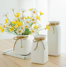 1pc Minimalist White Flower Vase Ceramic Vase with Hemp Rope Home Decoration Desktop Vase Dried Flower Container Pot 2024 - buy cheap