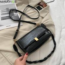 Fashion Alligator Pattern PU Leather Crossbody Bag Women Woven Strap Shoulder Handbags Casual Solid Color Top-handle 2024 - buy cheap