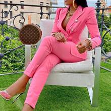 STYLISH LADY Elegant OL 2 Piece Set Women Long Sleeve Double Breasted Blazer and Long Pant Set 2020 Autumn Office Lady Outfits 2024 - buy cheap