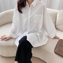 Fashion Woman Shirts Plus Size Long Blouse Women 2021 Spring Korean Solid Mid-length Shirts Cotton Chic Office Lady Tops 10359 2024 - buy cheap