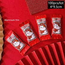 200 unids/lote de bolsas de embalaje de dulces y azúcar, bolsa de caramelos de aluminio grueso, película de ambiente festivo, elemento chino, Festival de gatos, papel de regalo 2024 - compra barato
