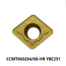 Inserções 100% originais de metal duro ccmt0602 tablete ybc251 para aço ccmt 060204 060208 ferramentas de corte de torno cnc 2024 - compre barato