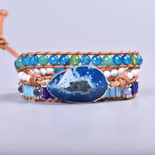 Natural Onyx Leather Wrap Bracelet Unique Women Accessories Beach Jewelry Bohemian 2024 - buy cheap