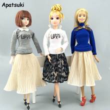 3sets/lot Fashion Doll Clothes For Barbie Doll Outfits Top Blouses & Chiffon Pleated Midi Skirt Clothes 1/6 Dolls Accessories 2024 - buy cheap