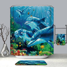 3D Colorful Underwater World Shower Curtains Dolphin Starfish Waterproof Mildew Proof Thickened Bath Curtains for Bathroom 2024 - buy cheap