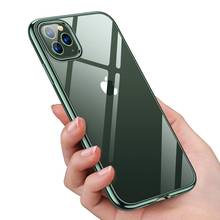 Чехлы для iPhone 11 Pro Max Xs XR, ультратонкий прозрачный мягкий Премиум гибкий хромированный бампер, прозрачная задняя панель из ТПУ 2024 - купить недорого