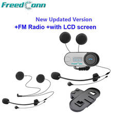 FreedConn TCOM-SC Bluetooth мотогарнитура переговорное устройство для шлема ЖК-экран с FM-радио + мягкий динамик + кронштейн 2024 - купить недорого