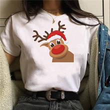 WVIOCE-Camiseta con estampado de venado Kawaii para mujer, remera Harajuku de Navidad para mujer, ropa blanca adecuada para todas las estaciones 2024 - compra barato