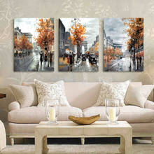 Pintura Decorativa Retro, creativa, nórdica, para otoño, paisaje urbano, pintura colgante de Hotel, lienzo, arte de pared 2024 - compra barato