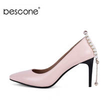 BESCONE Special Beaded Design Pumps High Quality Sheepskin Sexy Pointed Toe High Thin Heel Elegant Shoes Party Lady Pumps BC680 2024 - buy cheap