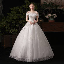 Vestido de boda elegante con cuello de barco, de princesa, encaje de lujo, bordado ostentoso, K623, novedad de 2021 2024 - compra barato