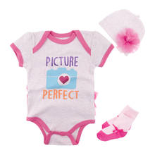 Kavkas Girl Sets Summer O-Neck Pullover Camera Printing 100%Cotton Three-Piece Set Baby Clothes roupa de bebe 2024 - buy cheap
