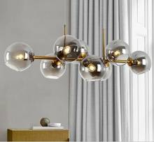 Luminária pendente de vidro dourada, estilo nórdico, lustre criativo de ferro para sala, quarto, restaurante, iluminação personalizada 2024 - compre barato