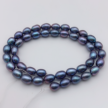Natural black blue AA 6X8mm rice shape freshwater pearl loose beads string 15" 2024 - buy cheap