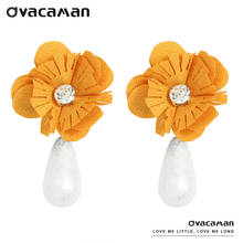 Dvacaman 2021 Trendy Cute Handmade Flower Statement Earrings for Women Vintage Pearl Water Drop Earrings Dangle Bohemian Jewelry 2024 - buy cheap