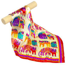 Lenço de seda de seda quadrado lenço de pescoço de seda feminino lenço de cabelo de gato feminino para mulheres 2024 - compre barato
