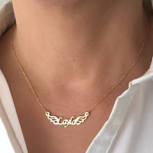 Colar personalizado de asas de anjo com nome e placa de identificação colar para mulheres corrente de ouro aço inoxidável personalizada joias bff 2024 - compre barato