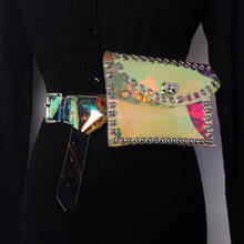 HATCYGGO Fashion Women Waist Belt Bag Fanny Pack PVC Transparent  Plastic Bum Bags Female Small Rivet Waist Pack Phone Chest Bag 2024 - buy cheap