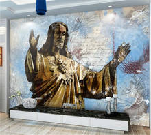 Обои beibehang на заказ, настенные 3D обои в скандинавском стиле, с абстрактным изображением Христа, Иисуса, спасательный настенный фон с ручной росписью 2024 - купить недорого