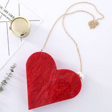 Unique Designer Acrylic Clutch Fashion Cute Red Heart Shape Pearl Chain Party Evening bag Women Shoulder Bags Hot Handbag Purses 2024 - buy cheap