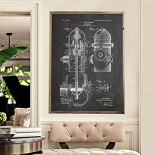 Fire Hydrant Patent Fire Fighter Poster Wall Art Canvas Painting Vintage Blueprint Fire House Art Prints Pictures Firefighter 2024 - buy cheap