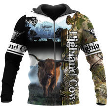 3D Printed Highland Cow Hoodie Unisex Fashion Casual Sweatshirt Hip Hop Harajuku Zip Jacket G001 2024 - buy cheap