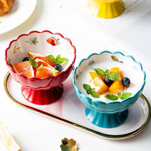 Tigela de cerâmica japonesa para sobremesas, tigela criativa de frutas, arroz, recipiente caseiro para café da manhã, salada, restaurante, sorvete, copo de louças 2024 - compre barato