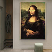 Mona Lisa Cover the Eyes Canvas Art Paintings On the Wall Art Posters And Prints Leonardo da Vinci Famous Art  Pictures Cuadros 2024 - buy cheap