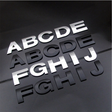 Alta qualidade 3d metal alfabeto números etiqueta do carro letras diy emblema auto decalque acessórios prata preto 2024 - compre barato