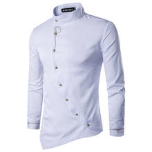 Camisa bordada de manga larga para hombre, ropa informal con botones oblicuos y personalidad, estilo Hipster, a la moda 2024 - compra barato