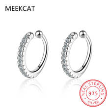 Meekcat simples earcuff de bom gosto zircão clip em brincos para mulher 925 prata esterlina orelha manguito jóias para menina pendientes mujer 2024 - compre barato