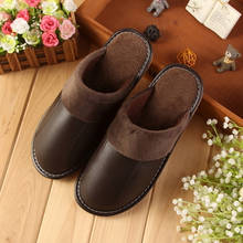 Women's Genuine Leather Winter Indoor Slippers Super Warm Anti-Skip Couple's Home Shoes Comfortable Sheepskin Casual Shoes 2024 - buy cheap