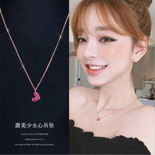 925 prata esterlina jóias colares coreano moda coração em forma de amor vermelho cristal temperamento pingente de ouro colares n028 2024 - compre barato