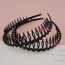 Diademas de plástico ondulado para mujer, diademas hechas a mano con dientes, color negro liso, 25mm, 10 Uds. 2024 - compra barato