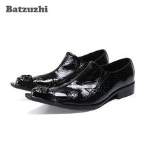 Zapatos de moda Batzuzhi punta de Metal de hombre zapatos de vestir de cuero genuino Formal de negocios, tallas grandes US6-12 2024 - compra barato