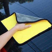 Paño grueso de limpieza de coche, toalla de microfibra para lavado de detalles, toalla de secado, herramienta de limpieza de coche con dobladillo, 30x30cm 2024 - compra barato