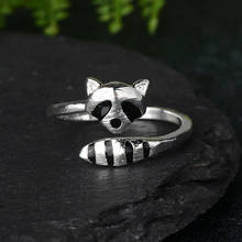 New cartoon animals cute delicate raccoon fox tail jewelry ladies engagement wedding gift open ring 2024 - купить недорого