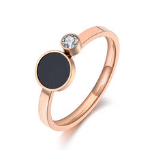 Trendy Titanium Stainless Steel Black Acrylic Rings For Women Girls Mosaic CZ Crystal Love Wedding Ring Jewelry R19078 2024 - buy cheap