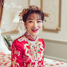 NiuShuya Chinese Oriental Wedding Hair Accessories Gold Hair Combs Hairpins Set Headband Gold Bridal Jewelry Headdress Accessory 2024 - buy cheap
