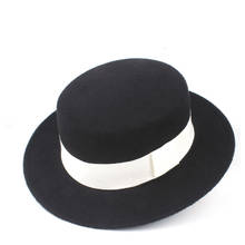 Authentic Men WomenWool Fedora Flat Top Hat Wide Brim Hat Friend Party Hat Wool Trilby Hat Size 56-58CM 2024 - buy cheap