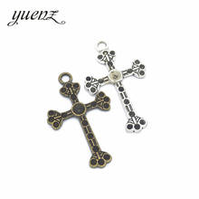 YuenZ 5 pcs Wholesale Antique silver color cross Charm Pendant For Necklace Jewelry DIY Making 51*31mm T57 2024 - buy cheap