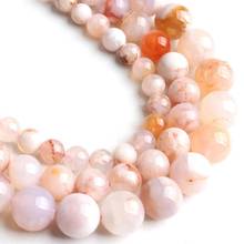 Natural Genuine Cherry Blossoms Agates Stone Beads For Jewelry Making Pick Size 6 8 10 mm Loose Strand DIY Bracelet Necklace 15" 2024 - buy cheap