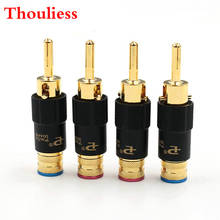 Thouliess 4pcs 24K gold Plated/Rhodium Plated Audio Banana Speaker Plug Screw Lock 10mm Cable Wire Connector 2024 - buy cheap